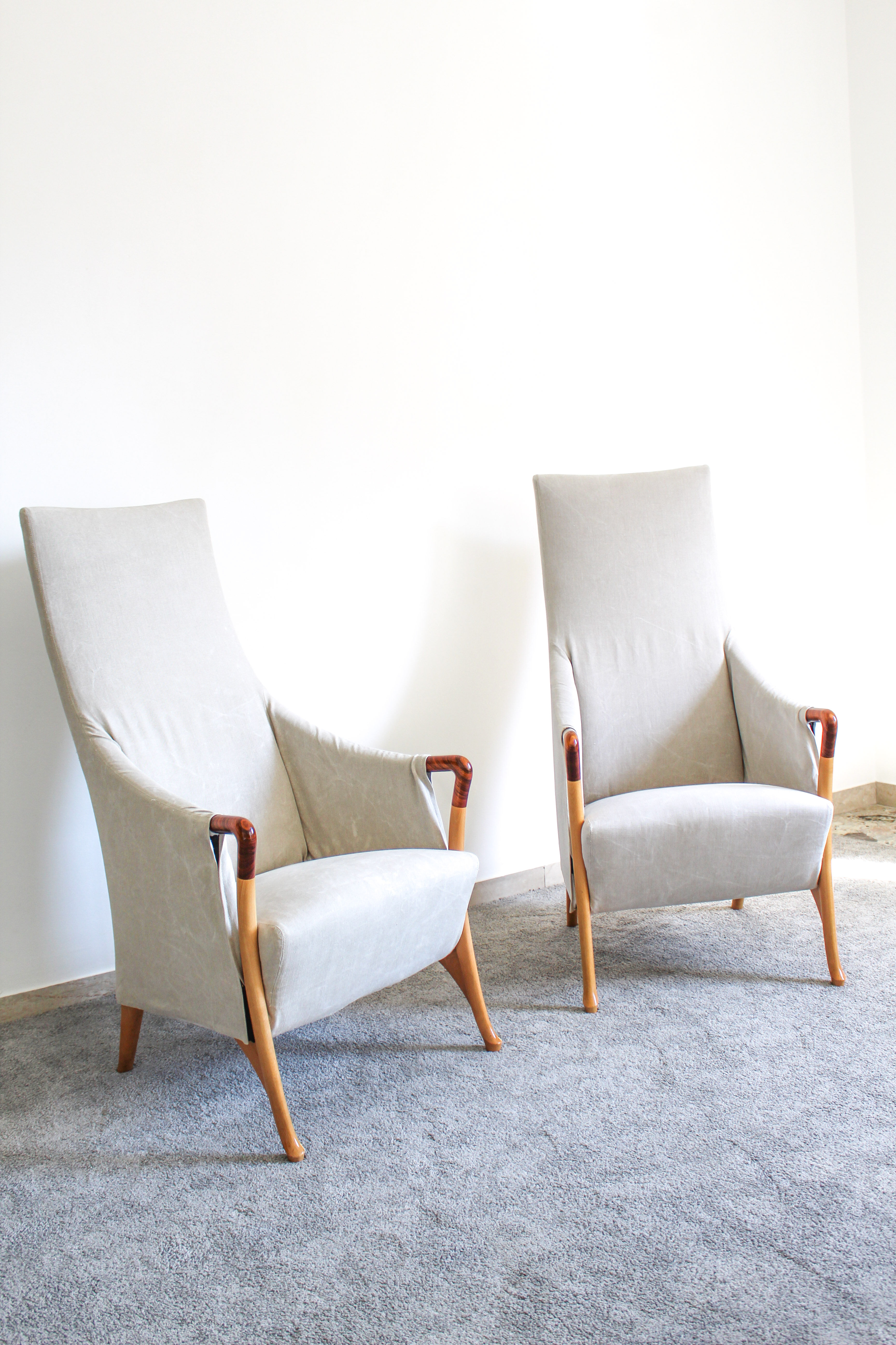 Pair of Armchairs "Progetti" Umberto Asnago for Giorgetti, signed, italy 1980s