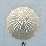 Art Deco suspension in gilded brass and sculpted glass, 1930s