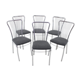 1970s Set of 6 Italian Dining Chairs in Bouclé Fabric