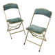 Ancien paire de chaises pliantes chaisor - métal & velours - vintage 60's 70's