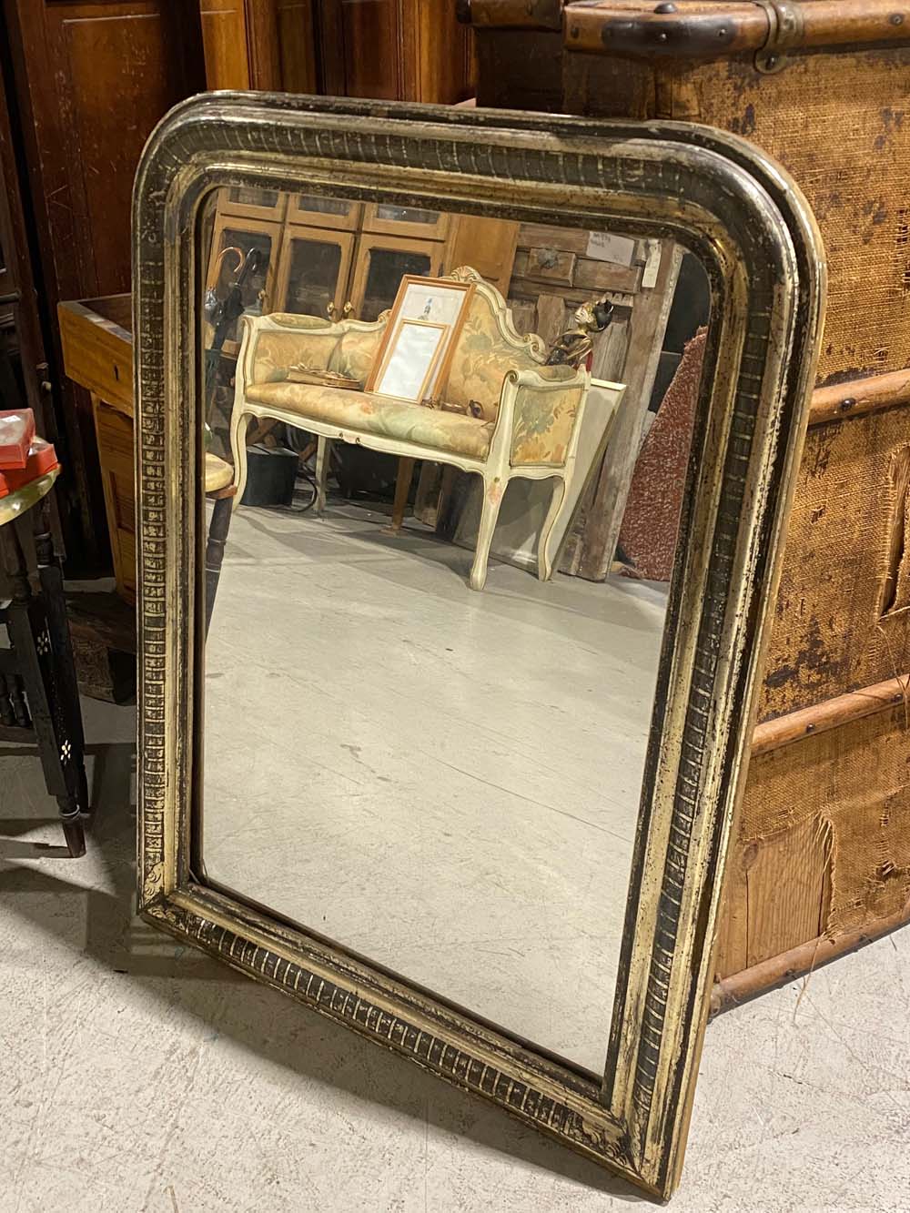 Patinated wooden mirror, 90x68 cm