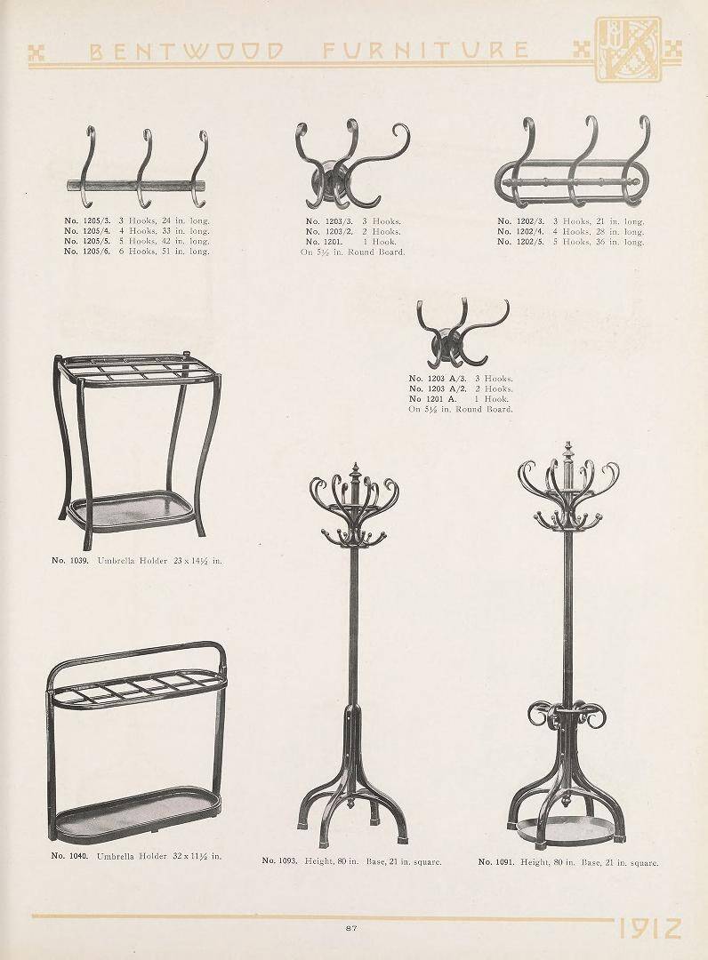 Coat rack / hat stand J&J Kohn no. 1202/5 in bent wood. Vienna 1911