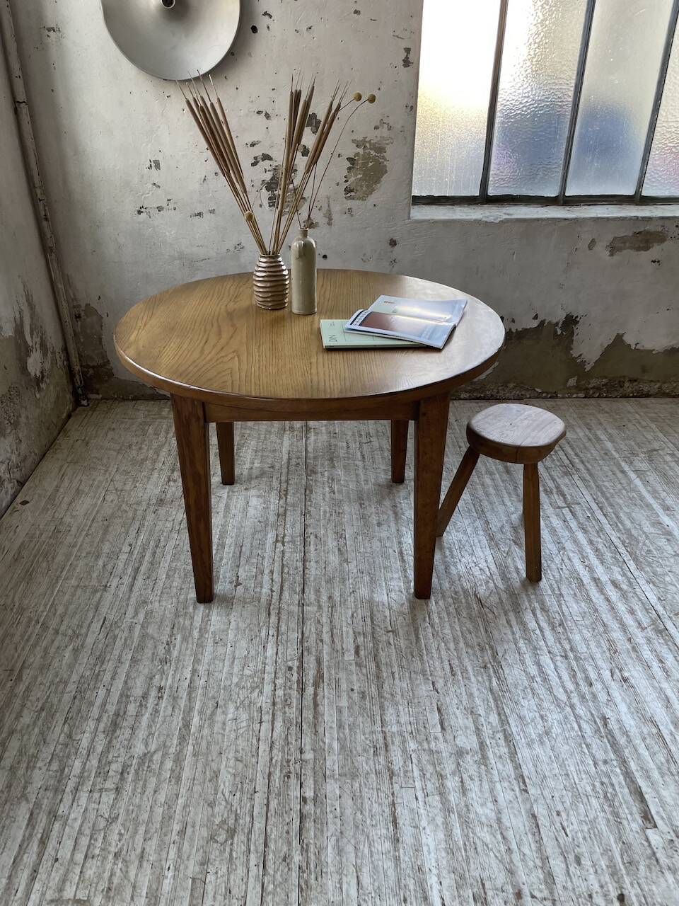 1950s round oak table