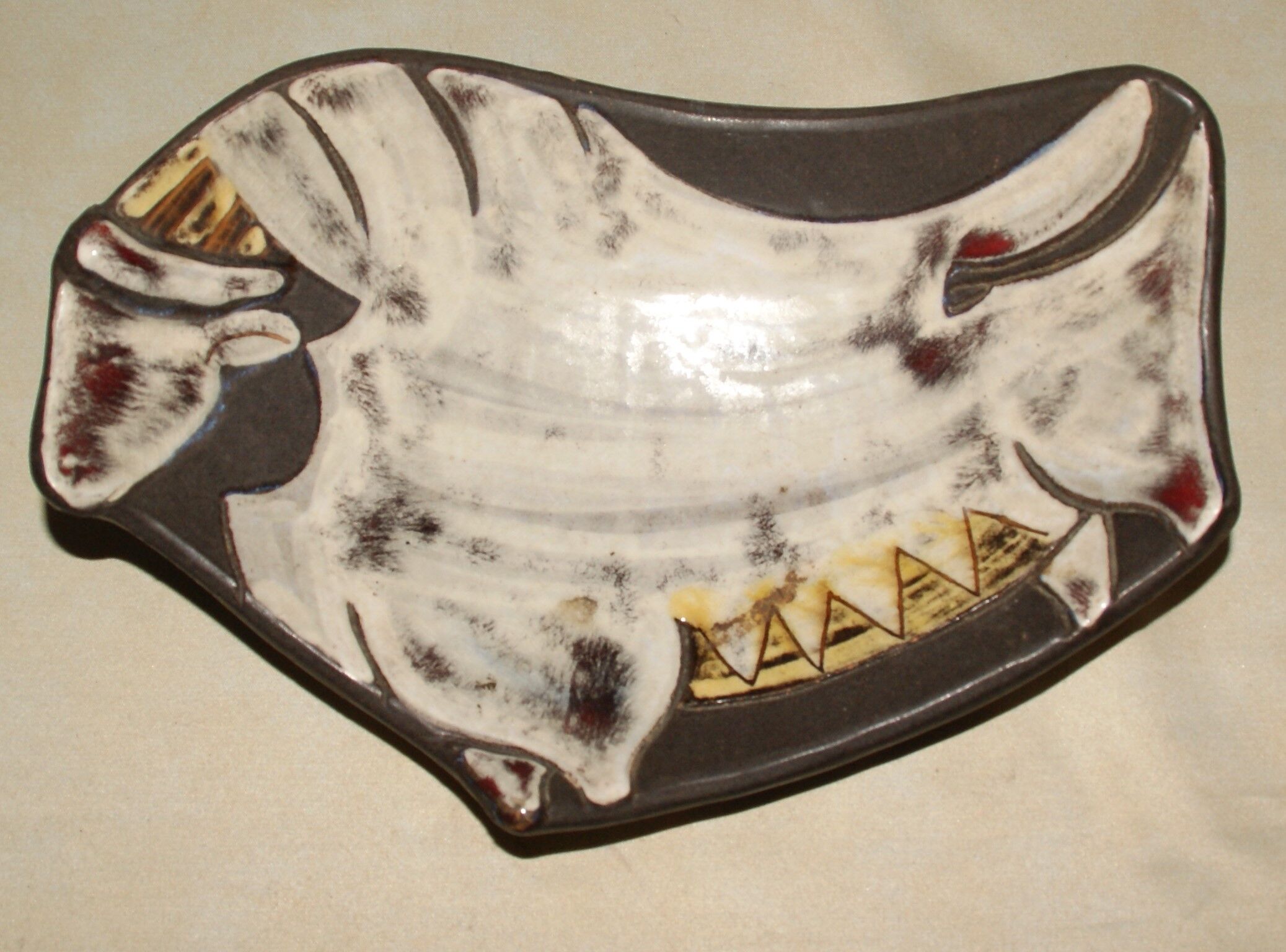 Empty Swiss ceramic pocket KOHLER BIEL pottery alpine pastures cow bell