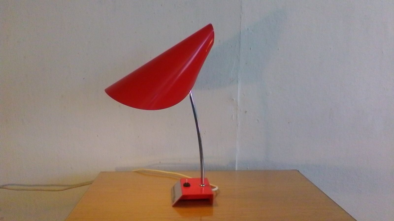 By Josef Hurka for Napako 1960 red desk lamp