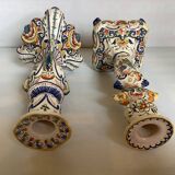 Pair of large old Rouen candlesticks