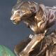 Panther desk lamp in spelter on a black and white marble base 1925