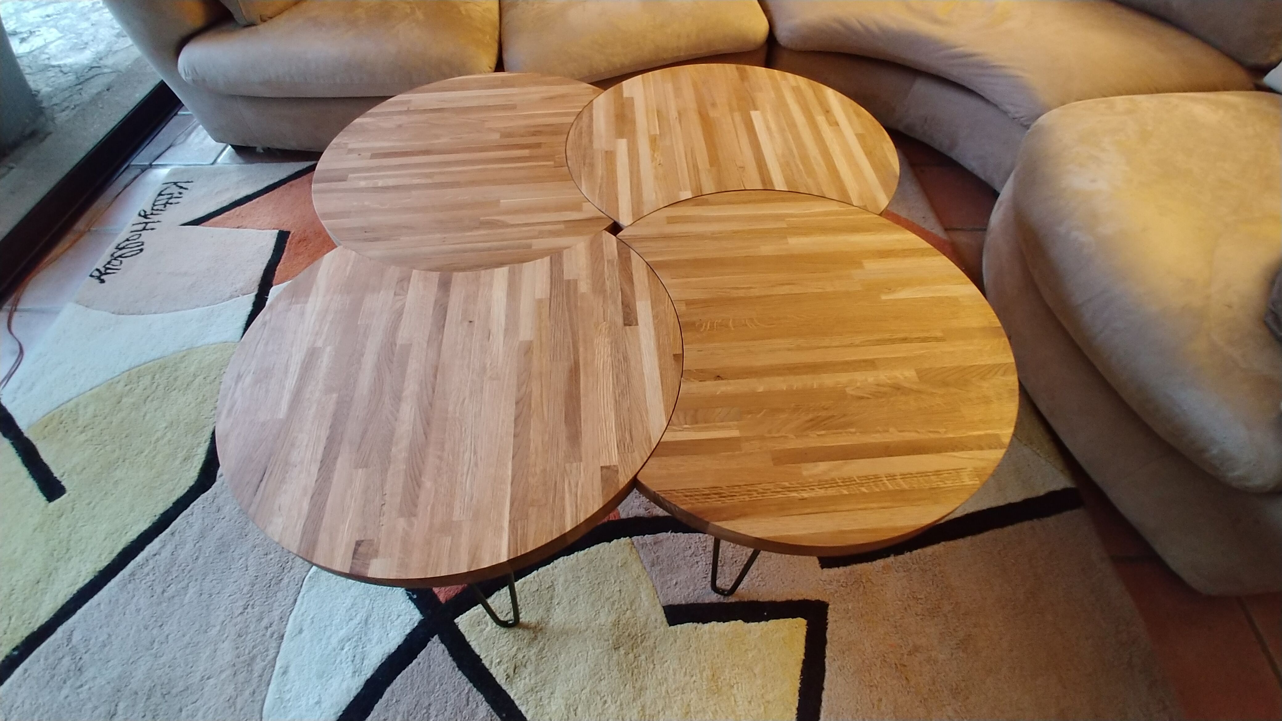 Industrial-style solid wood modular coffee table