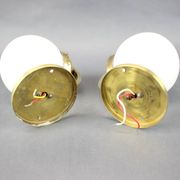 Pair of Art Deco wall sconces in brass and opaline glass, Europe, 1930s