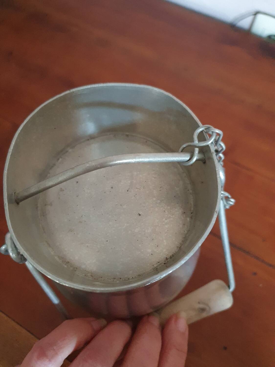 Vintage complete aluminum milk jug milk can