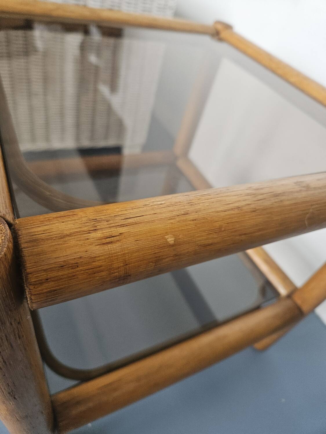 Glass and rattan table