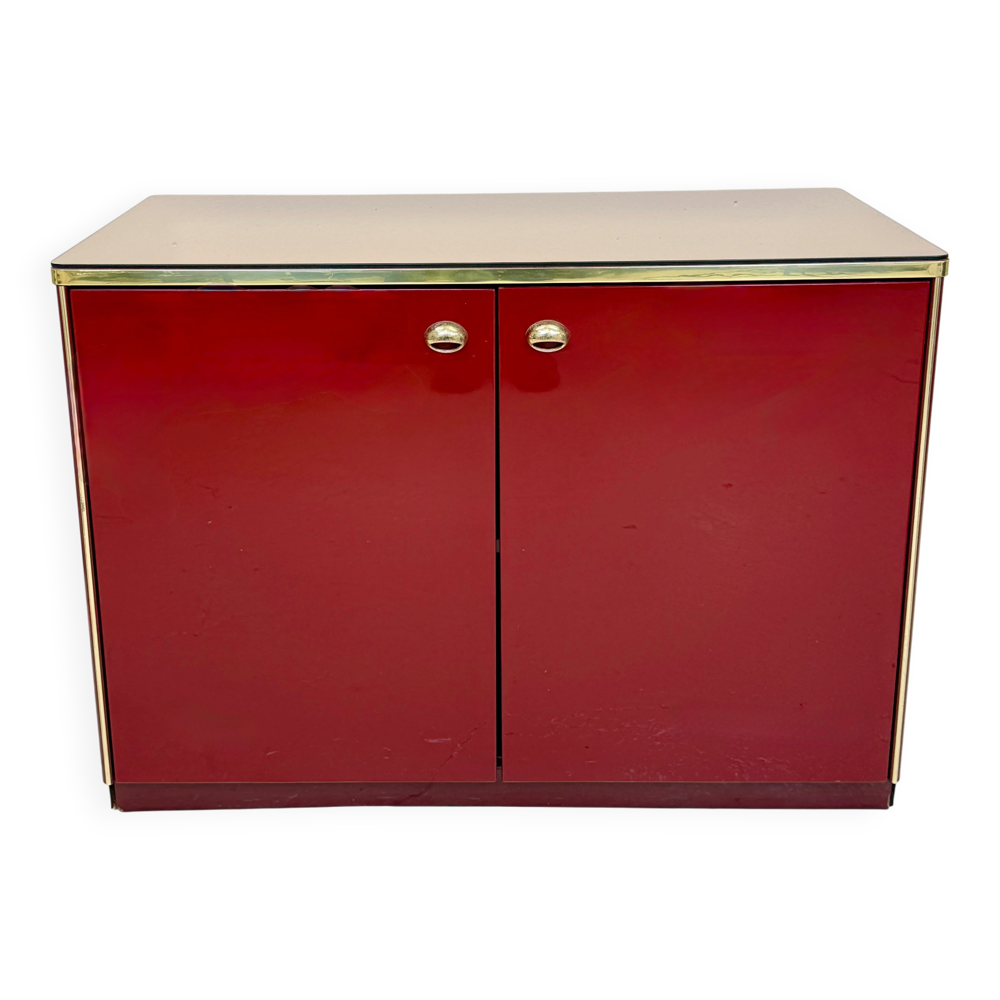 Red lacquered buffet - Hollywood Regency, 1980s