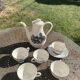 Coffee service, in earthenware with country motif, Boch La Louvière Belgium