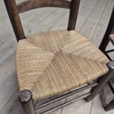 Pair of rustic country mountain straw chairs, old 1950s