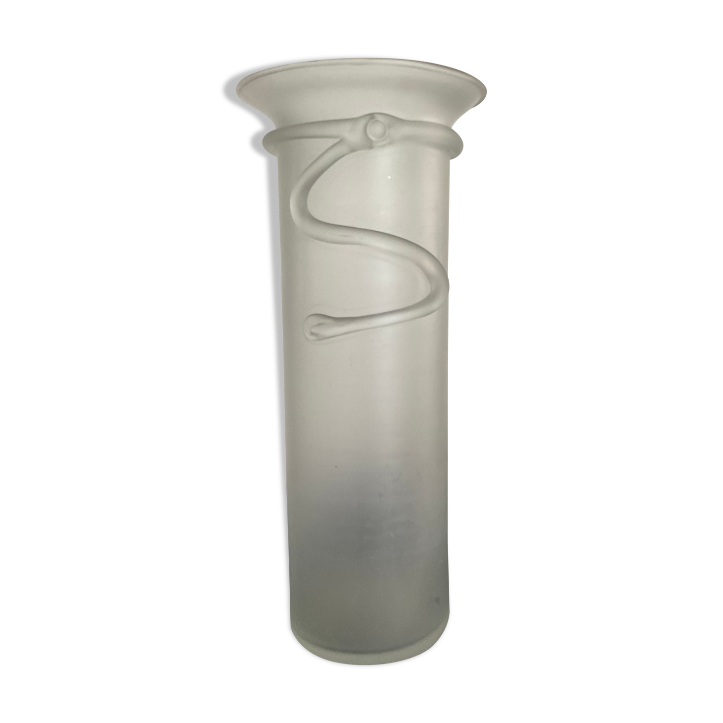 Vintage frosted glass vase 70s