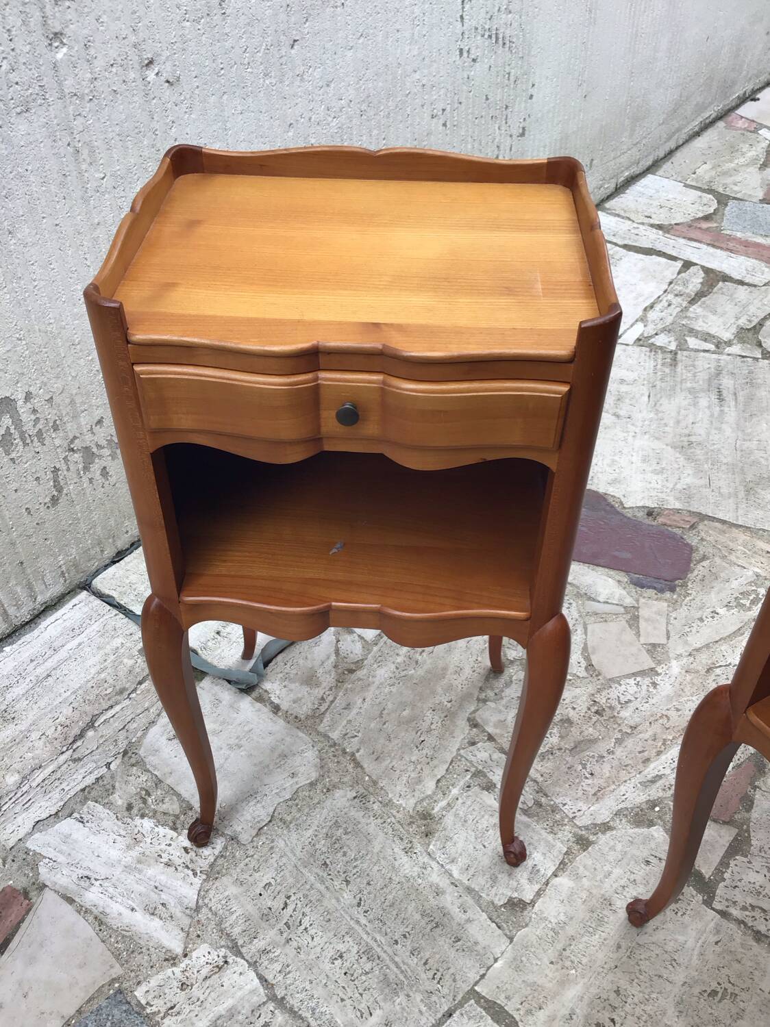 Pair of Louis XV style bedside tables in solid wood
