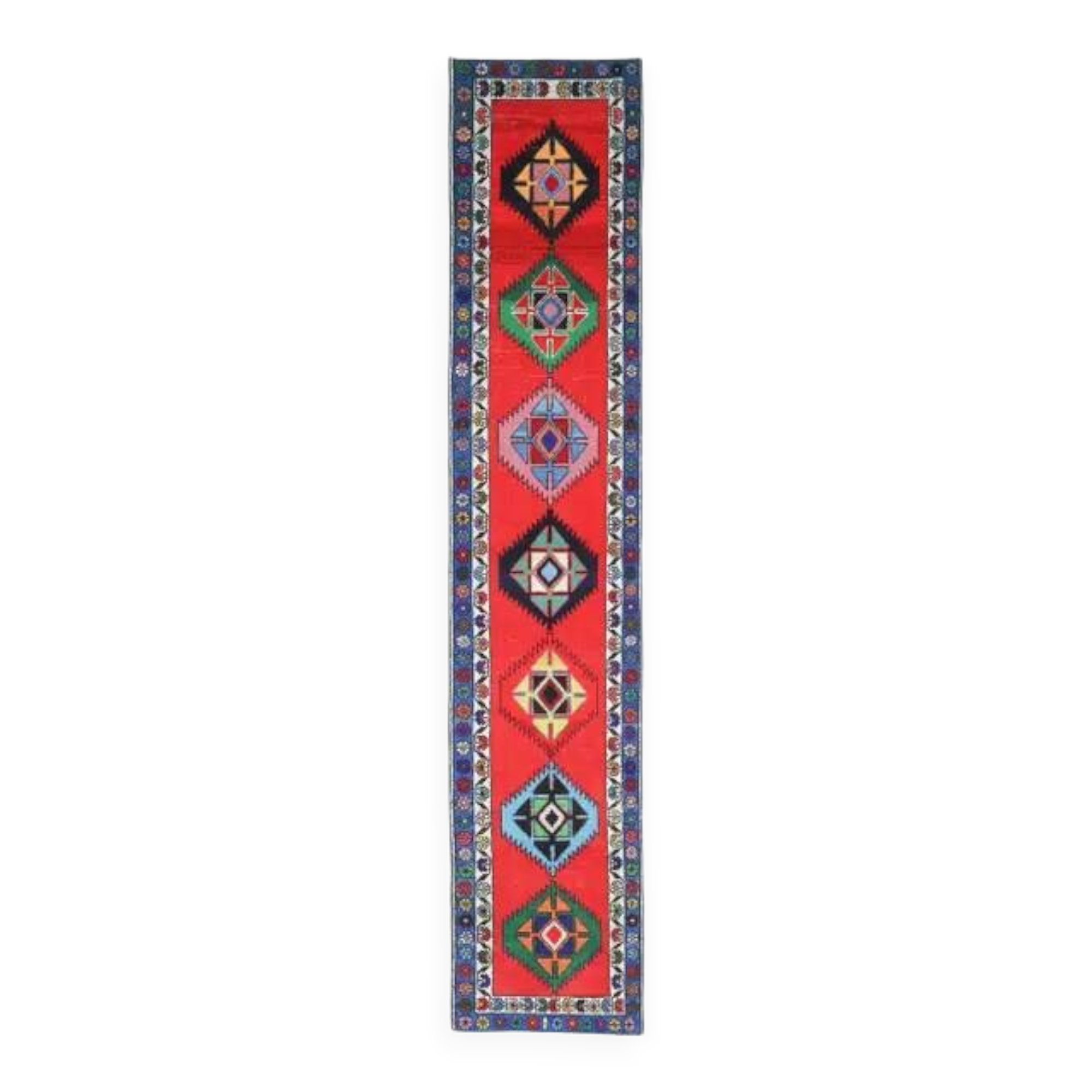 Vintage Turkish Oushak Handmade Wool Cotton Red Runner Rug 77x420