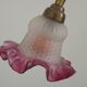 French Antique Brass Anglepoise Table Lamp Patterned Glass Pink Edged Shade 5131
