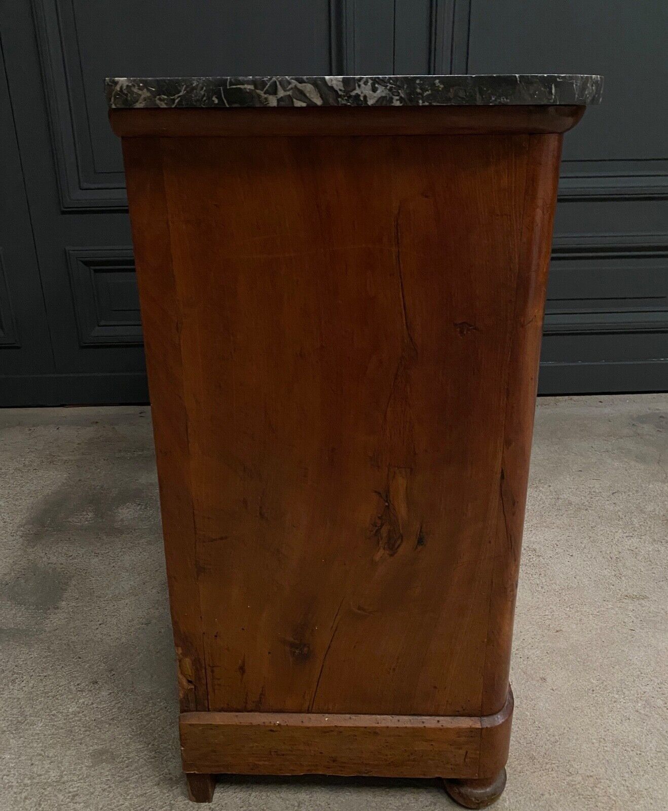 Chest of drawers walnut 5 drawers Louis Philippe 1900 marble of Sainte-Anne