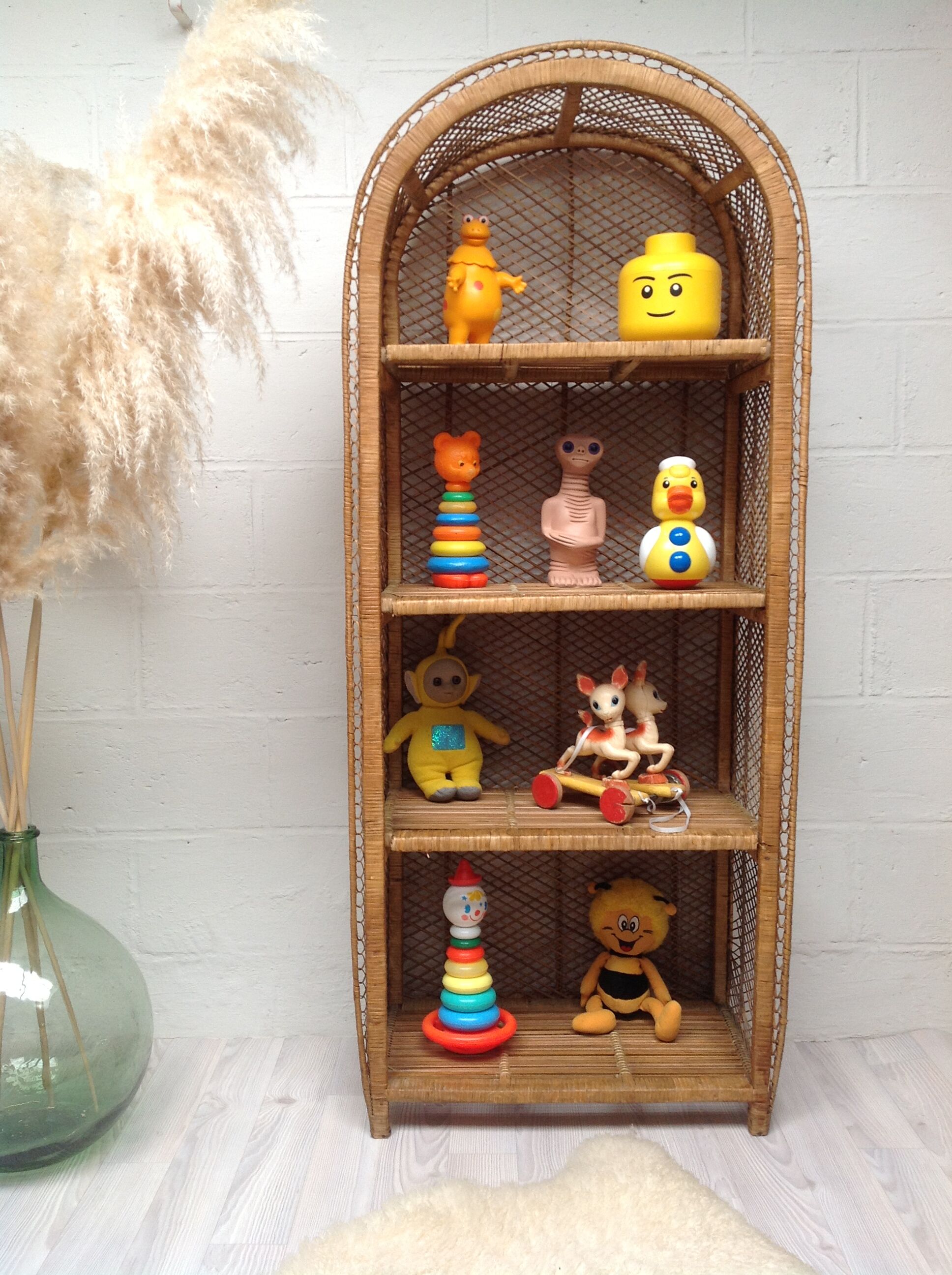 Vintage rattan shelf 1970s