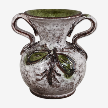 Ceramic vase of Vallauris floral decoration 1950