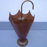 Hammered copper umbrella stand and brass