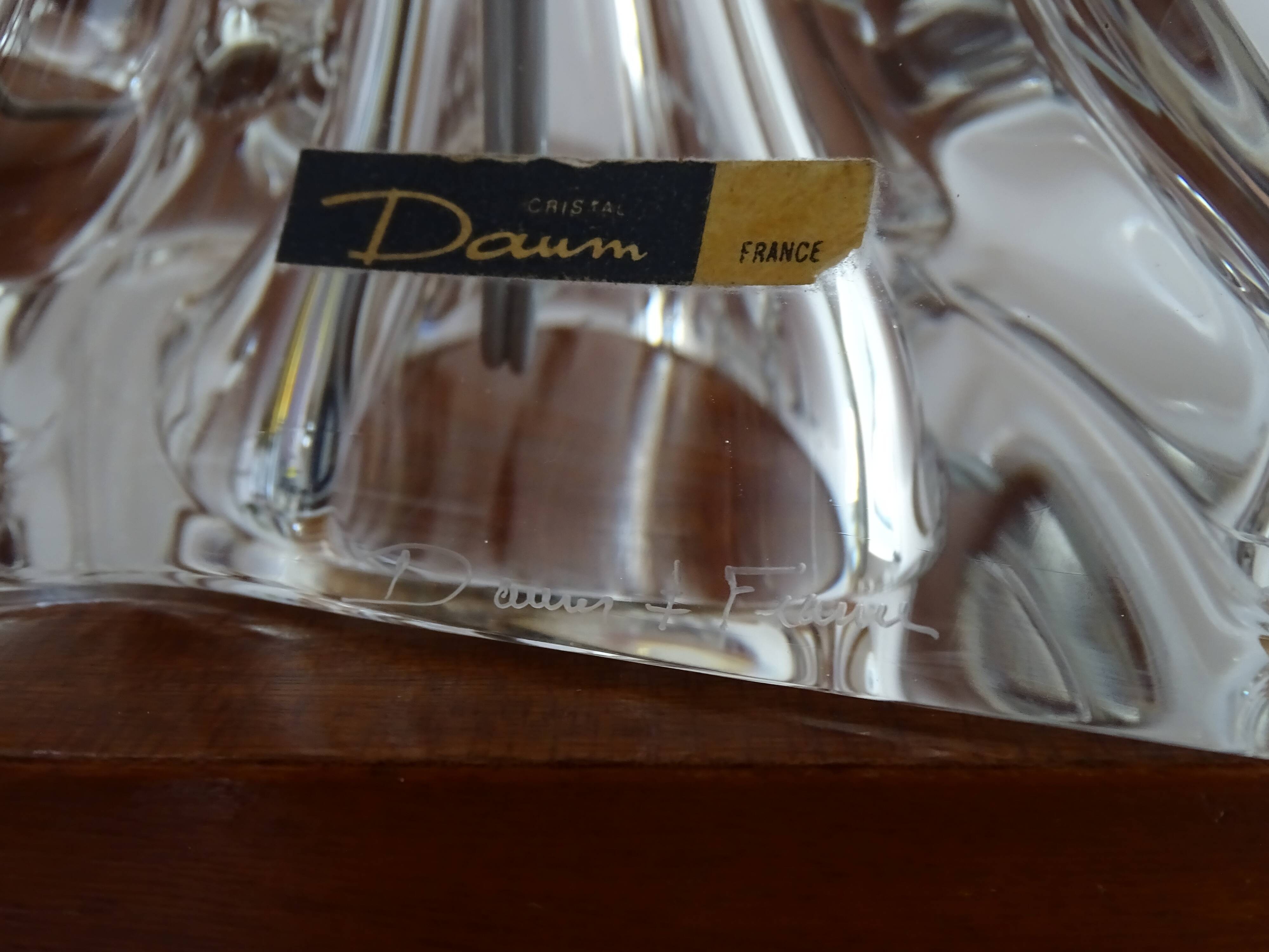 Daum France 1960 crystal lamp signed and labeled - 46 cm