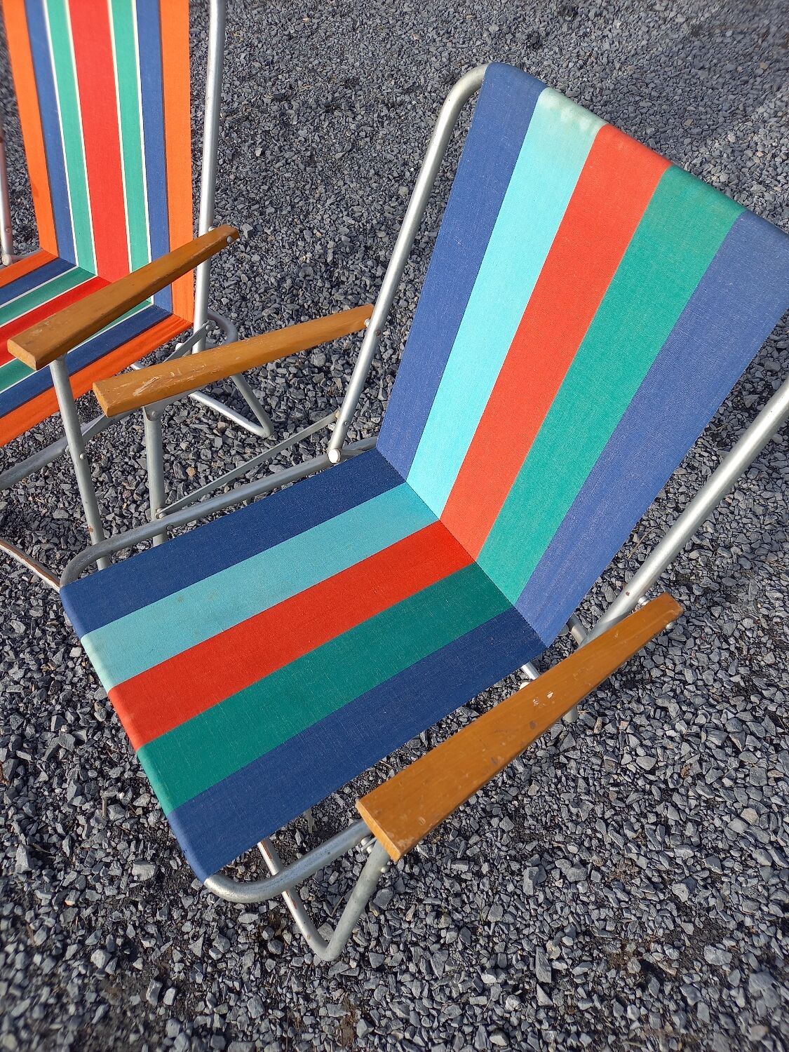 2 folding armchairs camping or beach vintage 1970