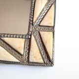 Moroccan brass mirror with bone inlays, 70s