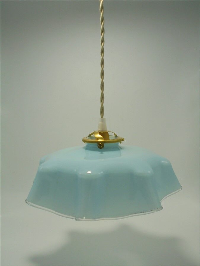 Blue opaline hanging lamp