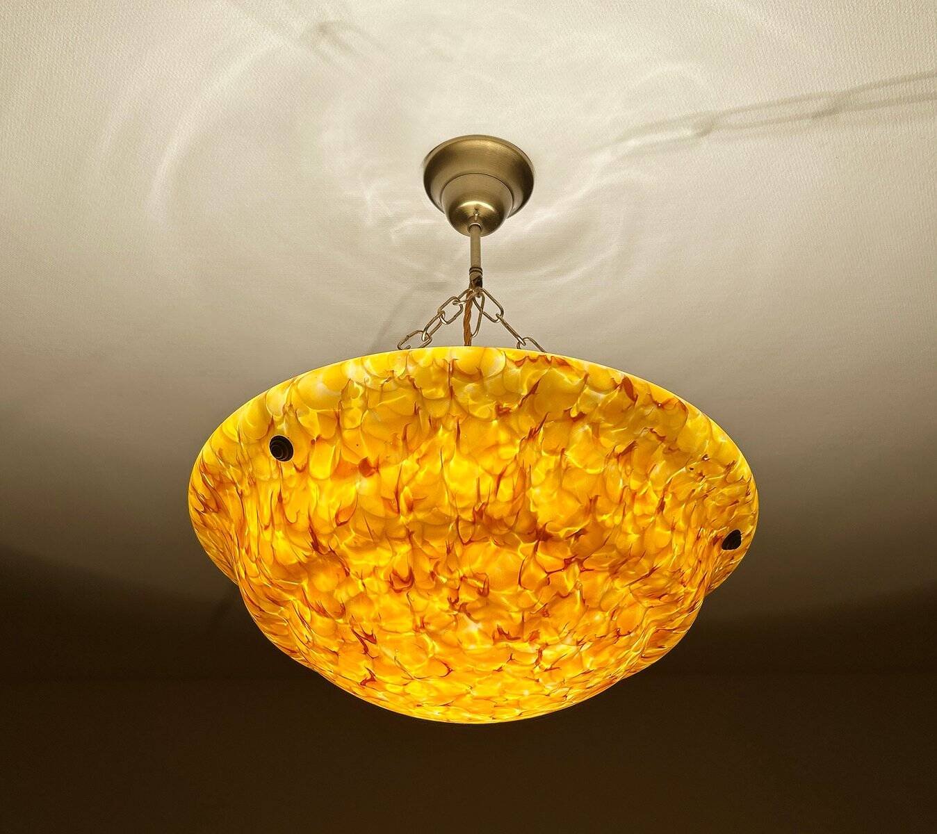 Art Deco amber glass pendant light, 1930s