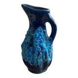 Vintage Vallauris pitcher vase in deep blue glazed ceramic, art piece