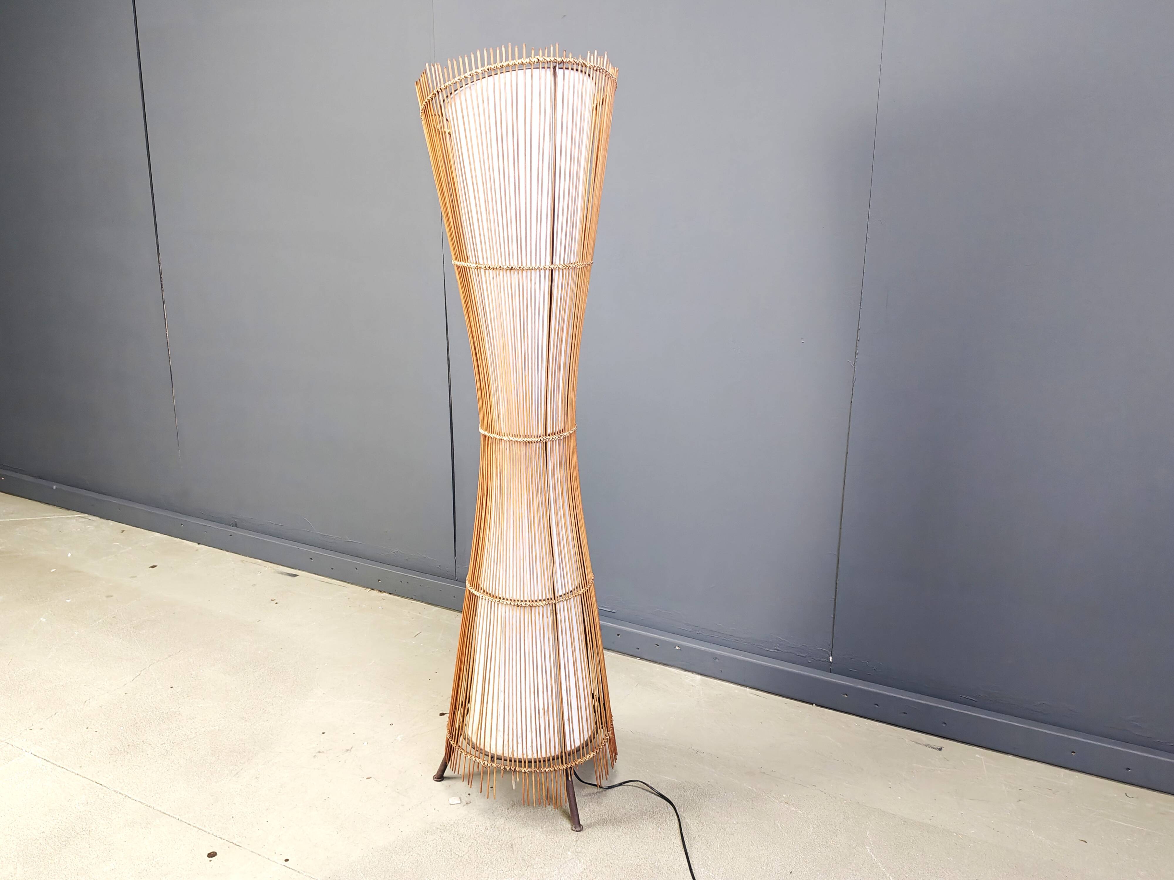 Vintage italian bamboo floor lamp, 1960s