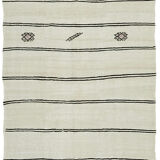 Hand-Knotted Turkish Unique 1970s 194 cm x 380 cm Beige Hemp Kilim Carpet