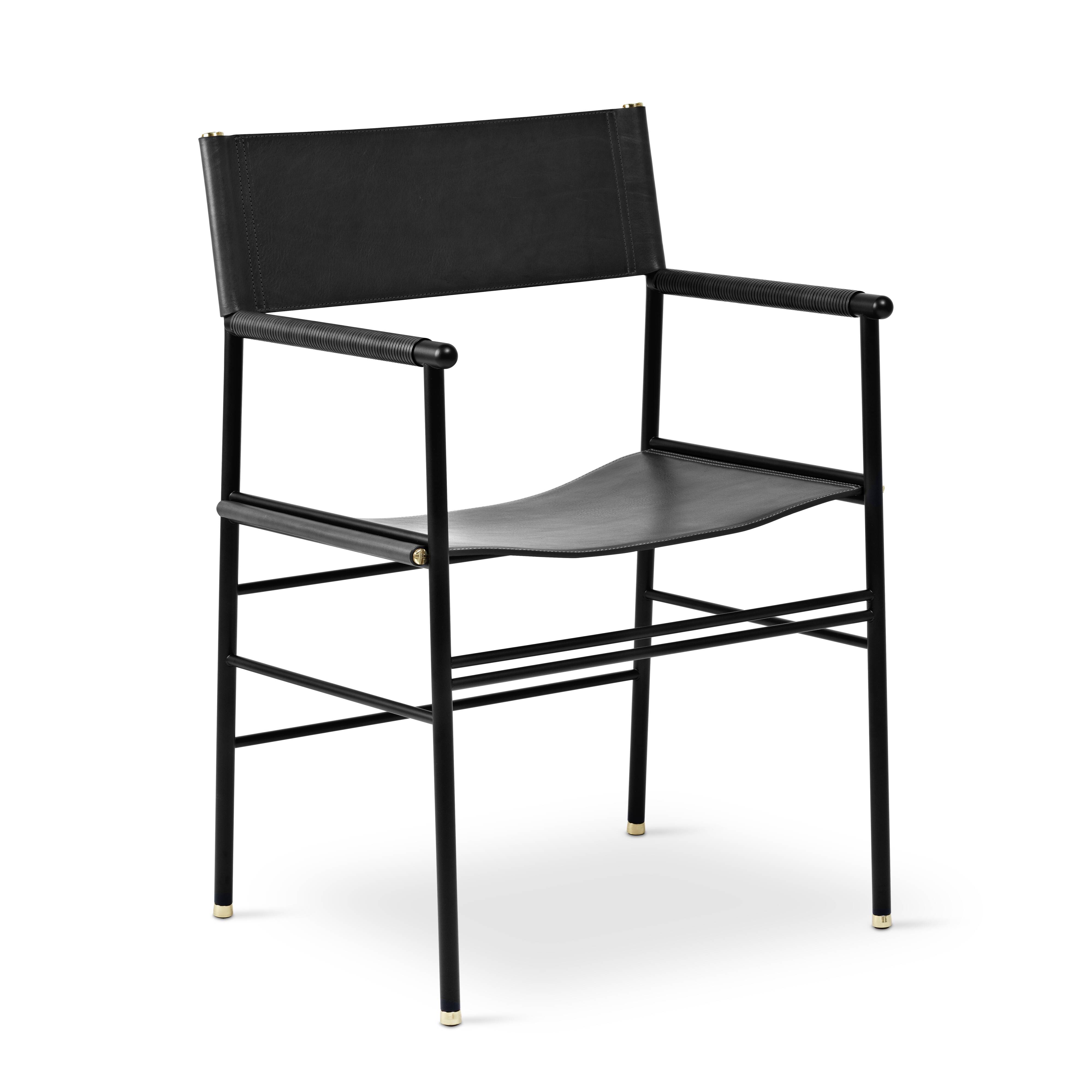 Set of 4 contemporary bar stools with black leather backrest and black rubber metal.