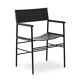 Set of 4 contemporary bar stools with black leather backrest and black rubber metal.