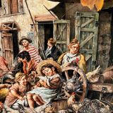 M. Elitzo "Market scene" Oil on canvas