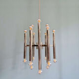 Large Space Age chandelier in chromed metal, design G. Sciolari, Boulanger, 1970