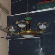 Lustre 7 feux verre et laiton