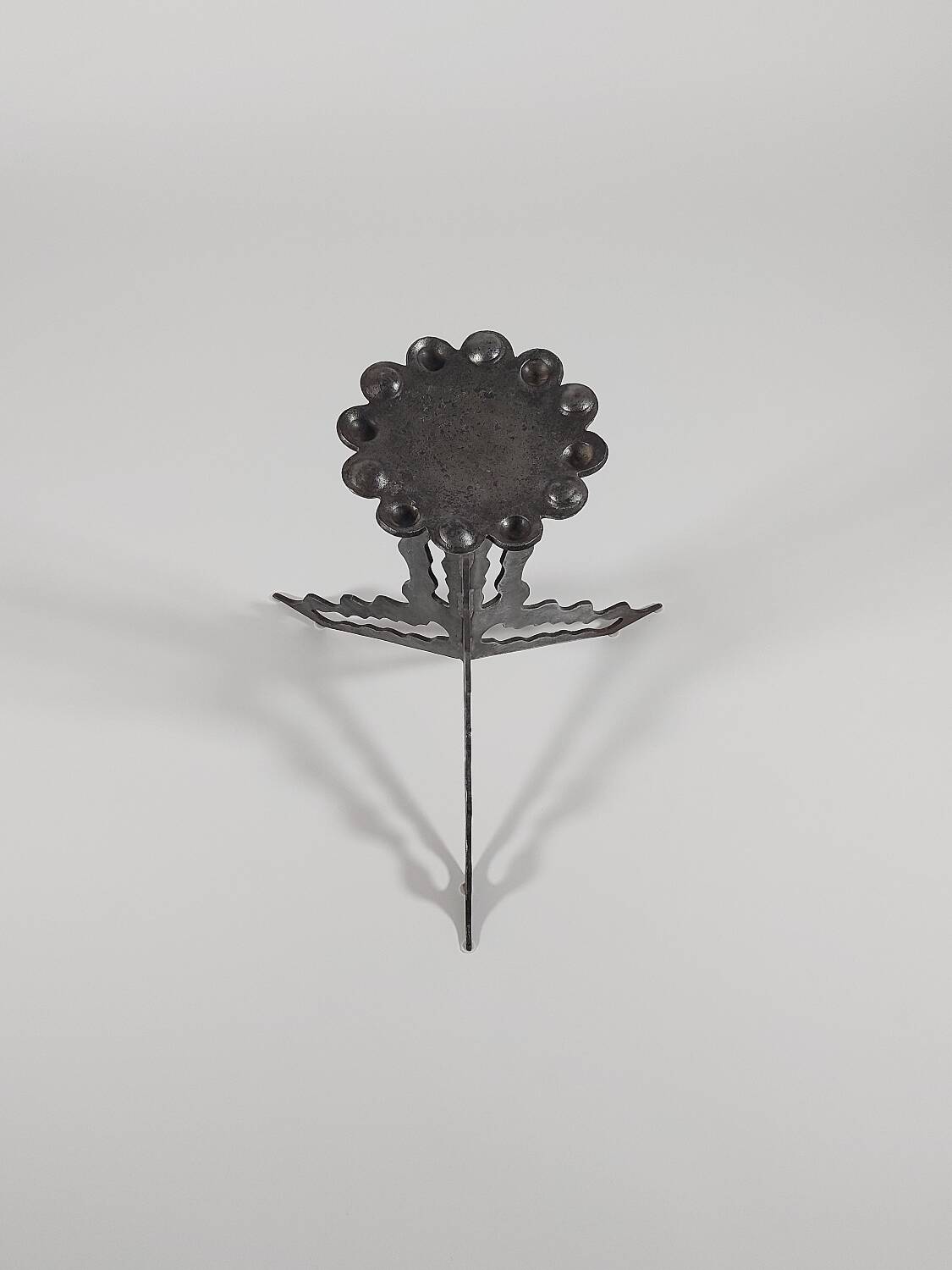 Brutalist column flower support, hand-forged and cut with a blowtorch, one of a kind.