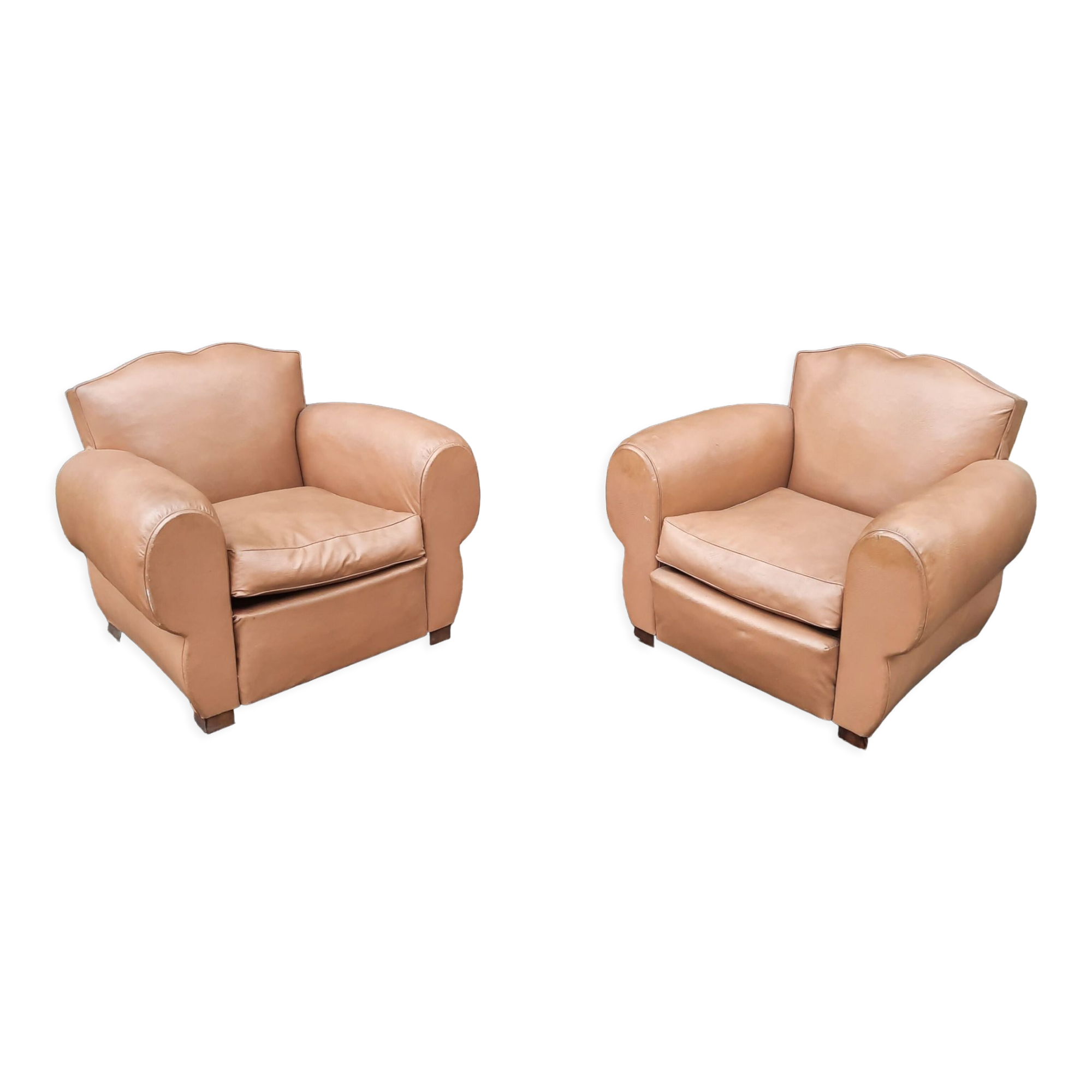 Pair of club chairs in skai