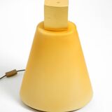 Large 1990s postmodern design floor or table lamp made of colored glass