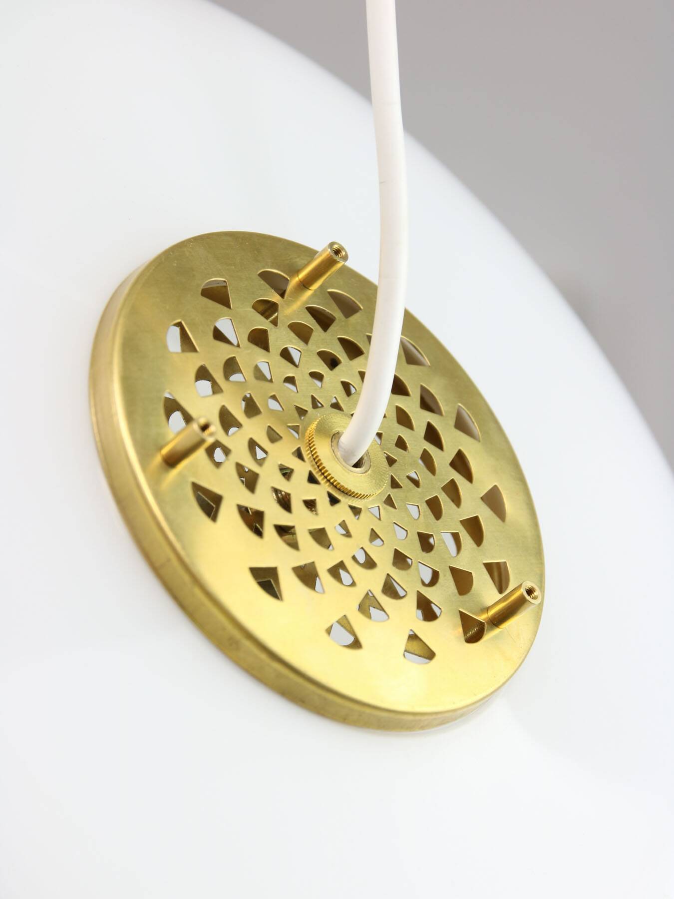 Italian White Medusa Pendant Brass Edition by Luigi Massoni for Guzzini, 1970s