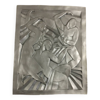 Signed art deco bas relief