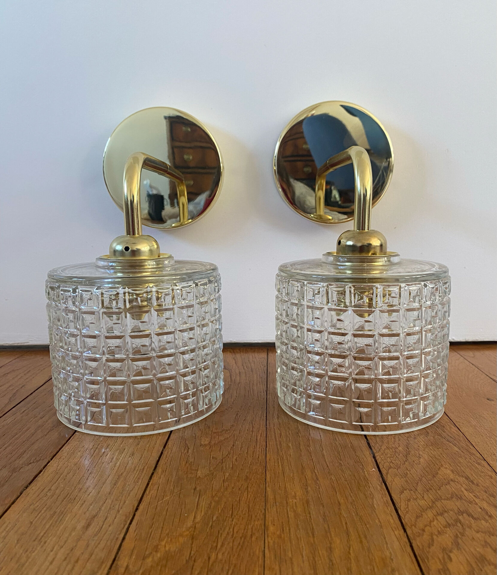 Pair of vintage glass globe wall lights