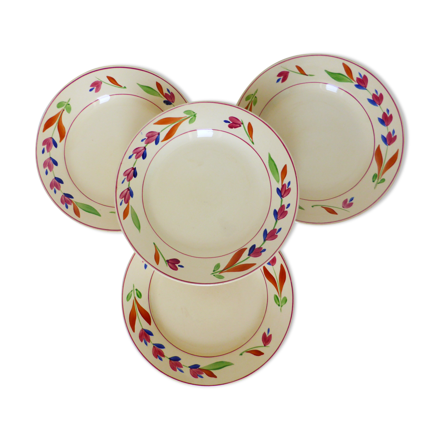 4 flat plates of Gien model Jeannine