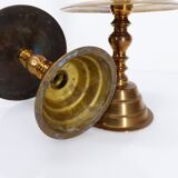 Pair of altar candlesticks in brass, Vietnam, 20th century