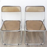 2 chairs folding plexiglass smoked