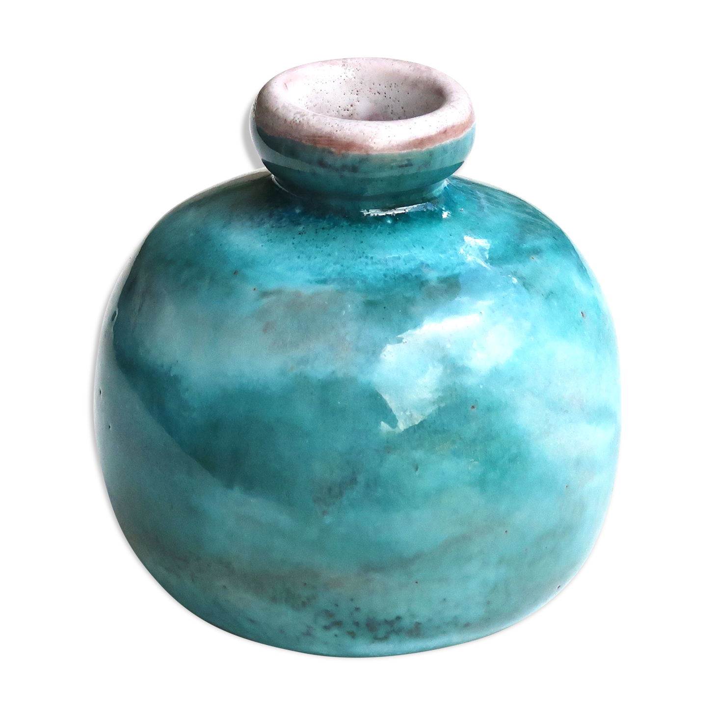 Blue ceramic vase by Jean and Robert Cloutier, 70s