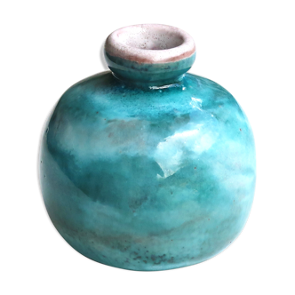Blue ceramic vase by Jean and Robert Cloutier, 70s